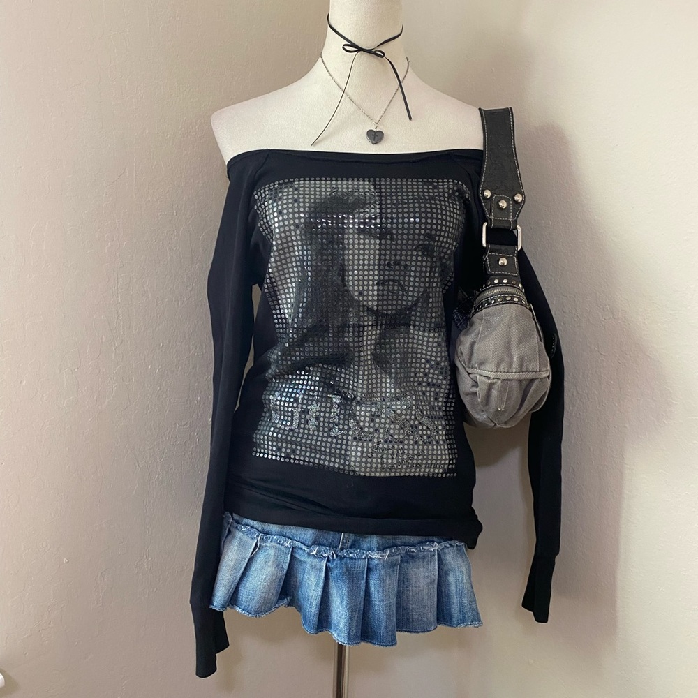 Guess Black Off-Shoulder Sweater